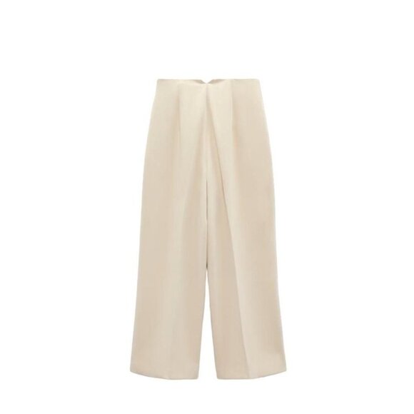 ZARA STRAIGHT FIT CULOTTE-STYLE TROUSERS Ecru SIZE M | 9929/125 - Picture 3 of 5
